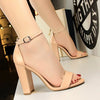 Women Purple Yellow Classic Gladiator Strappy Summer Seaside Sandles Lady 9.5cm Block Square Heels Platform Sandals Prom Shoes