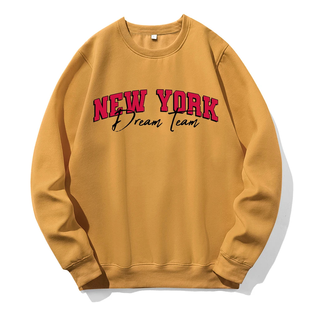 New York Usa Dream Team Printing Men Sweatshirt Fashion Street Clothes Casual Fleece Warm Tracksuito-Neck Basic New Sportswear