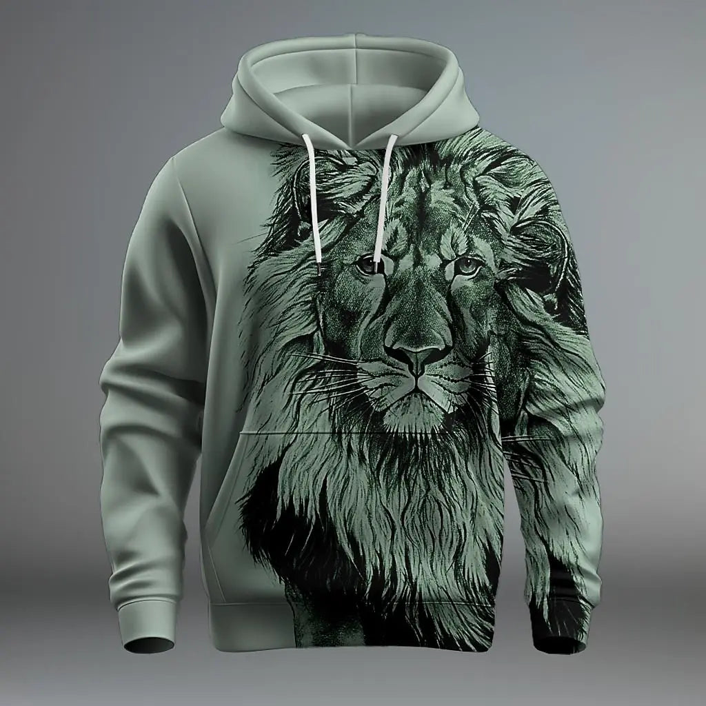 Funny 3D Lion Printed Hoodies For Men Fashion Loose Sweatshirts Street Trend Harajuku Men's Clothes Autumn New Pullover