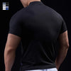 Men Compression Running Zipper Polo T Shirt Fitness Tight Sport Tshirt Training Jogging Shirts Gym Elastic Quick Dry Rashgard