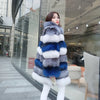 Maomaokong Real Fur Coat Winter Women Silver Fox Fur Luxury Warm Thick Furry Fox Fur Coat Long Natural Fur Jackets