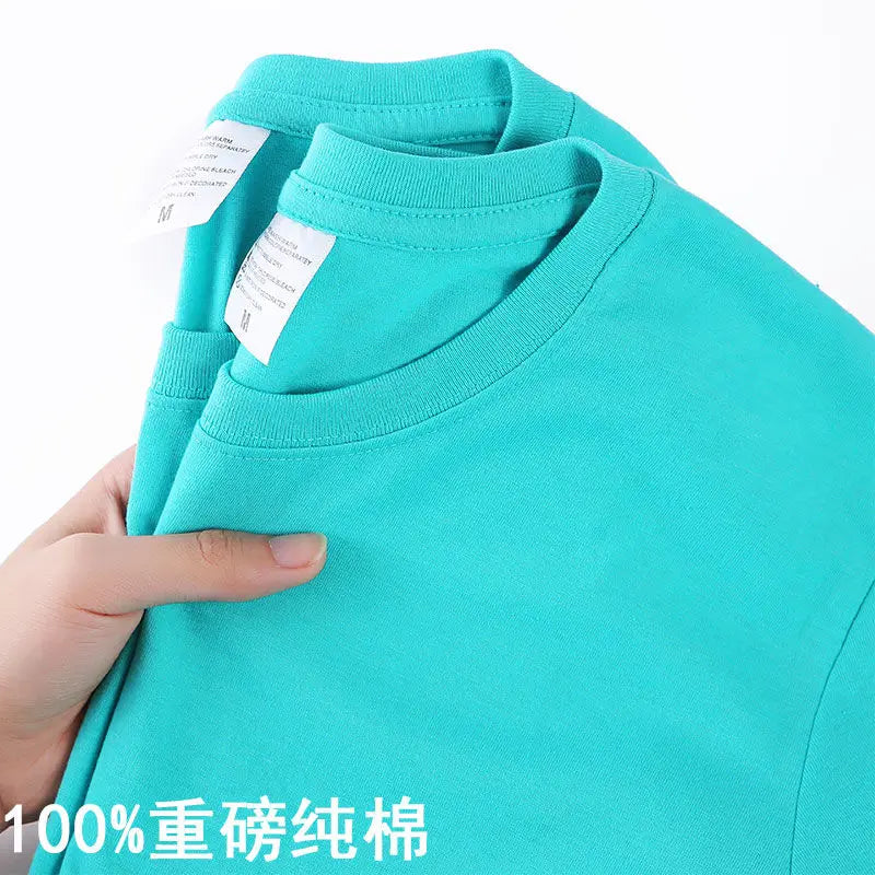 100% Cotton T-shirt Men Women Solid Color O Neck Short-sleeved Tops Summer Korean Loose Half-sleeve T Shirt Unisex M-4XL