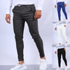 European and American Men's Solid Color Textured Casual Ankle-length Pants Fashionable Tapered and Slim-fit All-season Men Pants