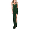 Women Ladies Evening Long Dress Shiny Sequin Deep V Neck Sleeveless High Split Sexy Party Clubwear Fashion