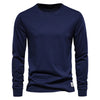 Men‘s T-shirts 100% Cotton Long Sleeve Casual Tops Spring Autumn Classic Men Clothing Solid Color High Quality Backing T-Shirt