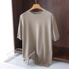 Superfine Merino Wool T Shirt Men's Knitted O-neck Breathable Thin Cashmer Short Sleeve Tee Solid Color Tops