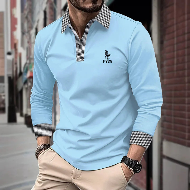 Spring and Autumn men's long sleeved shirt, comfortable business T-shirt, men's street casual fashion top