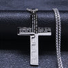 Christian Jesus Cross Necklace Chain for Men Stainless Steel Gold Color Bible Prayer Man Male Jewelry collar hombre N2005S02