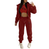 Fashion Winter Women Cotton Jogger Tracksuit Sweatpants And Hoodie Set And Letter Print Leisure Suit Three-Piece Set