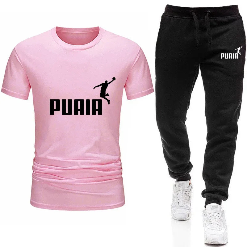 Tracksuit Cotton T-shirts and Sweatpants Gym Short Sleeve Outfits Hot Sales Male Casual O-Neck Tees Jogging Suit