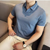 Men Polo Shirt Thin British Style Solid Casual Slim Fit Short Sleeved Top T-shirt Fashion Streetwear Men Clothing