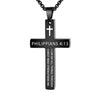 1PC 304L Stainless Steel Bible Verse Necklace for Men Jesus Cross Necklace Men Spiritual Jewelry