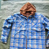 Mens Long Sleeve Winter Hooded Coats Fleece Lined Flannel Plaid Shirts Jacket Button Down Sherpa Jackets with Hood