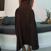 Elegant High Collar A-line Maxi Dress For Women Fashion Solid Pleated Slim Long Dresses New Lady Evening Party Prom Gowns