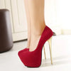 Sexy Club Suede Womens Black High Heels 16cm Stiletto Shoe Female Waterproof Stripper Flock Pumps Ladies Shoes Plus Size 45