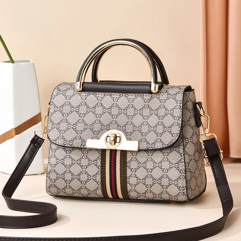 Fashion contrast color vintage fashion printed women's handbag, the texture of the foreign style all shoulder crossbody bag