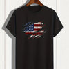 Men's Summer Casual Loose Size 100% Cotton Trendy American Flag Pattern Print Round Neck Short Sleeve T-shirt Top