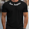 Men's 100% cotton summer loose size Los Angeles Graphic printed slim fit casual sports round neck short sleeved T-shirt top