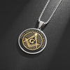 Men\\'s Classic Punk Gold Plated Freemason Round Medal Pendant Necklace Hip hop Style Rock Party Jewelry