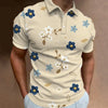 Men's Polo Shirt Summer Street Casual Short Sleeve Flower Print Buttons Tops Fashion Pullover Oversized Clothing Male Golf Wear