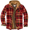 Mens Long Sleeve Winter Hooded Coats Fleece Lined Flannel Plaid Shirts Jacket Button Down Sherpa Jackets with Hood