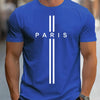 Men's 100% pure cotton summer loose fitting oversized Paris print casual slim fit round neck short sleeved T-shirt top