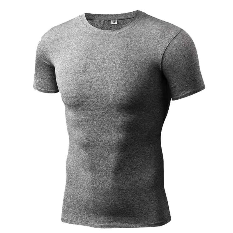 Compression Quick dry T-shirt Men Running Sport Skinny Short Tee Shirt Male Gym Fitness Bodybuilding Workout Black Tops Clothing