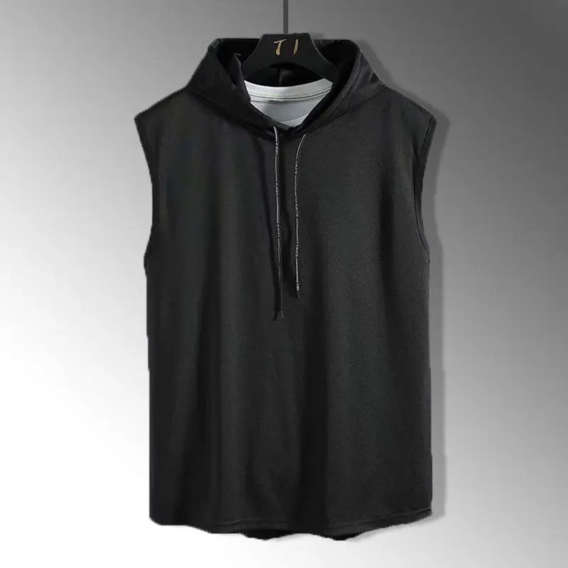 Sportswear Gym Fitness Jogging Hooded Sleeveless T-shirt Loose Large Comfortable Top