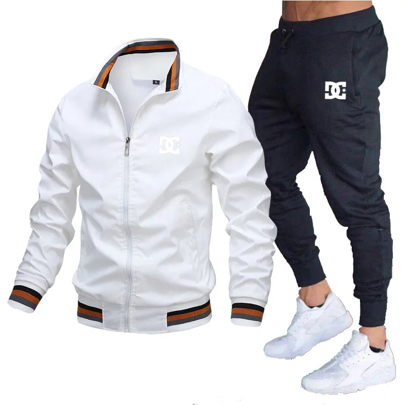 Men's Sets Jacket and Sweatpants 2-piece Set Casual Spliced Pants Baseball Stand Neck High Quality Jogging Jacke