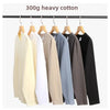 300g Heavyweight Autumn Cotton Solid Color Long Sleeved T-shirt for Men Round Neck Loose Cotton Base Shirt Thick Top