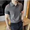 Men Polo Shirt Thin British Style Solid Casual Slim Fit Short Sleeved Top T-shirt Fashion Streetwear Men Clothing