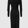 Bow Decor Cutout Long Sleeve Round Neck Bodycon Sexy Party Night Out Midi Dress New Style