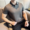 Men Polo Shirt Thin British Style Solid Casual Slim Fit Short Sleeved Top T-shirt Fashion Streetwear Men Clothing