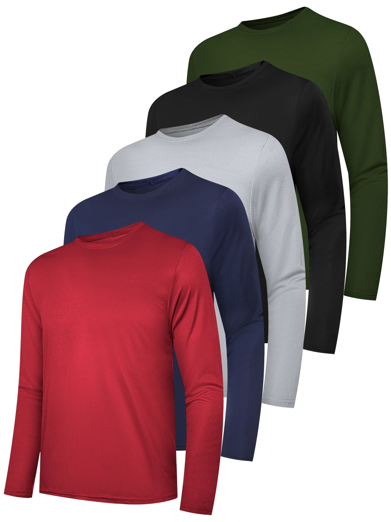 5 Pack Long Sleeve Shirts for Men Moisture Wicking  Sun Protection Tee Shirts Workout T Shirts Casual