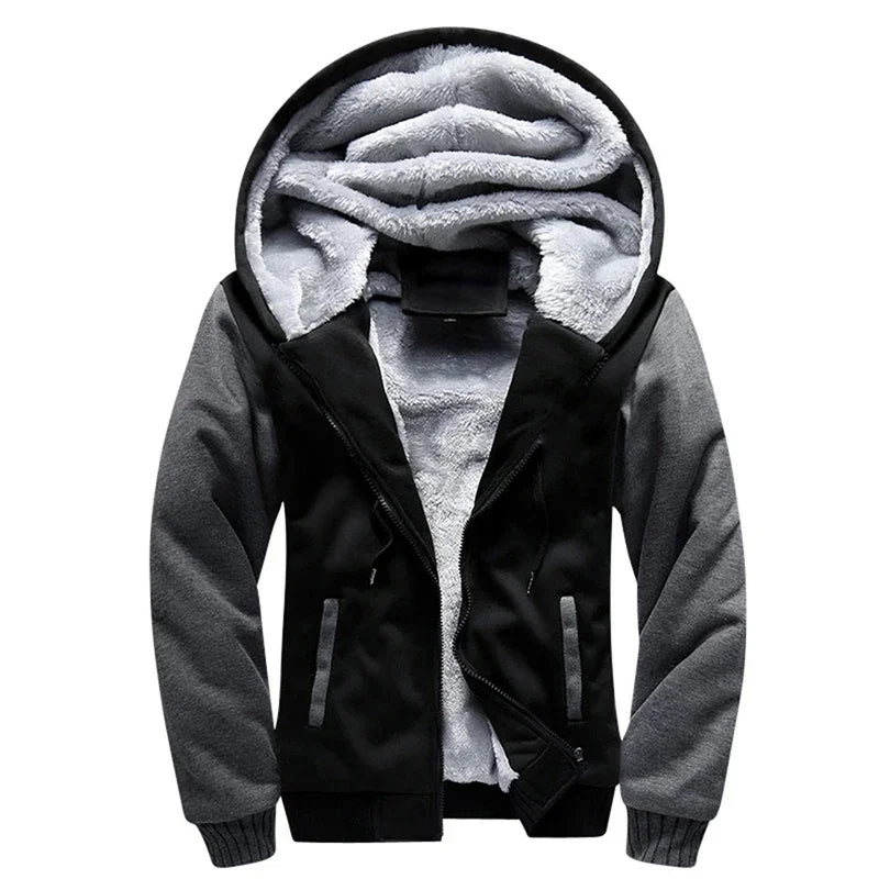 Winter Hoodie Thick Warm Jacket Men's Hoodies Patchwork Warm Sweatshirt Casual Camouflage Zipper Jackets Long Sleeve Streetwear