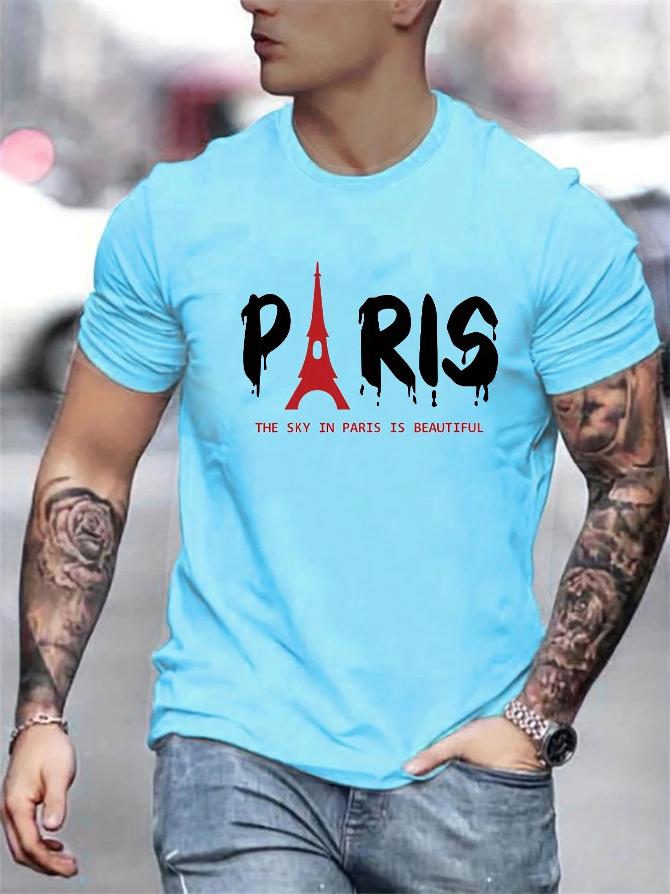 Men's T-Shirt Fashion Street Paris Letter Short Sleeved T Shirt For Men Casual 3d Print Summer Top Breakable Loose Men Clothing