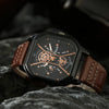 Alloy Quartz Bracelets Casual Leather Strap Cool Black