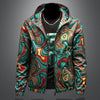 Minglu Hooded Allover Printed Men's Jackets Luxury Hooded Sport Casual Spring Autumn Zipper Male Coats Fashion Man Overcoat 4XL