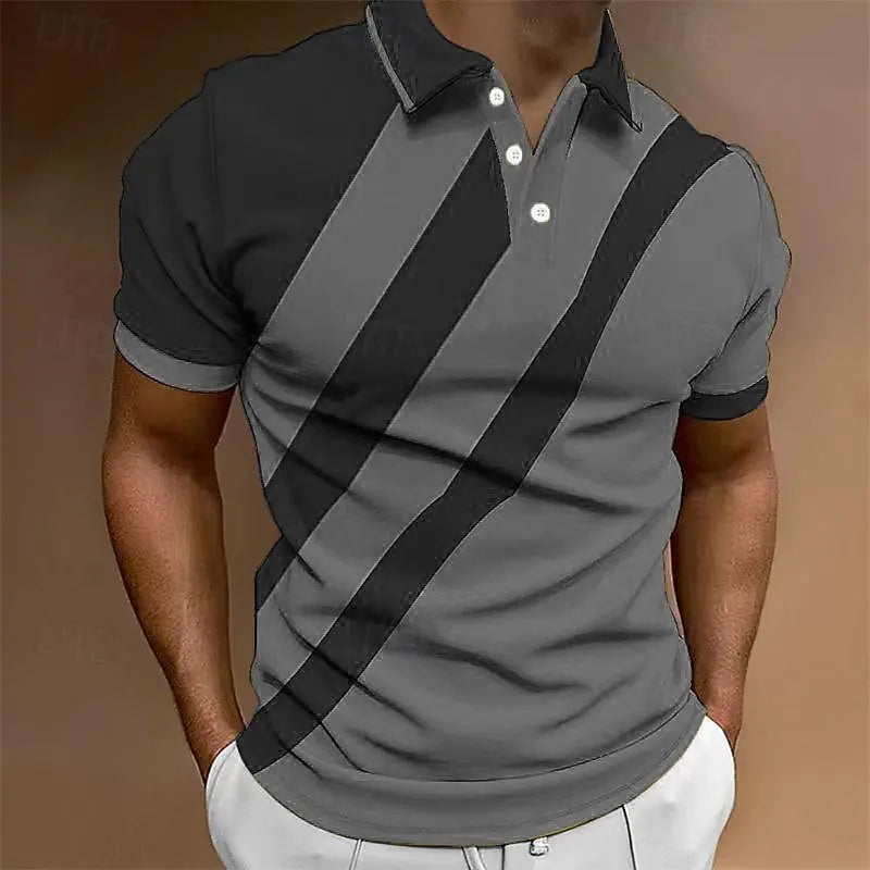 Spring and summer men's 3D printed golf polo shirt men's clothing casual business short sleeved loose oversized T-shirt high-end