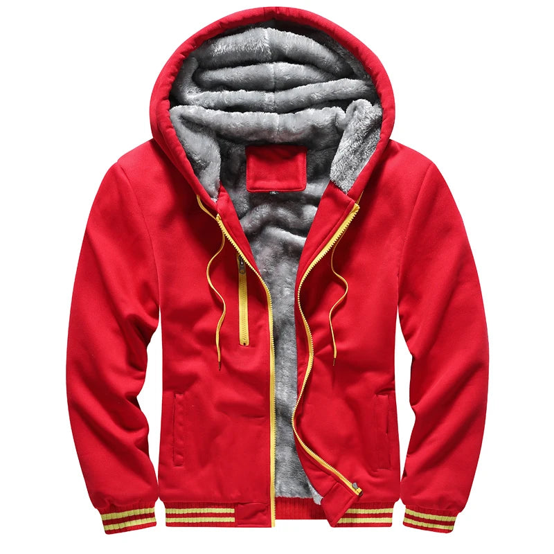 New Men Hoodie Winter Thick Warm Fleece Zipper Men Hoodies Coat Casual Daily Sportwear Male Streetwear Hoodies Sweatshirts Man