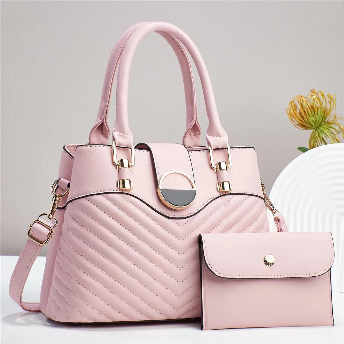 2pcs/set Casual Tote with Handbag Wallet for Women Crossbody Bag Luxury Designer Female Shoulder Bags Leisure Shopping Traveling