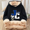 Snoopy Fleecing Hoodie for Adult Cute Cartoon Sweatshirt New Warm Winter Coat Black Fleece Clothing Fashion Thick Clothes Gift