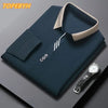 Men's Long Sleeve Turn-down Collar Waffle T-shirt Business Casual Polo Shirt Tee