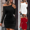 Sexy Off Shoulder Lace Patchwork Dress Women Autumn Winter New Long Sleeve Hollow Out Bodycon Party Dresses