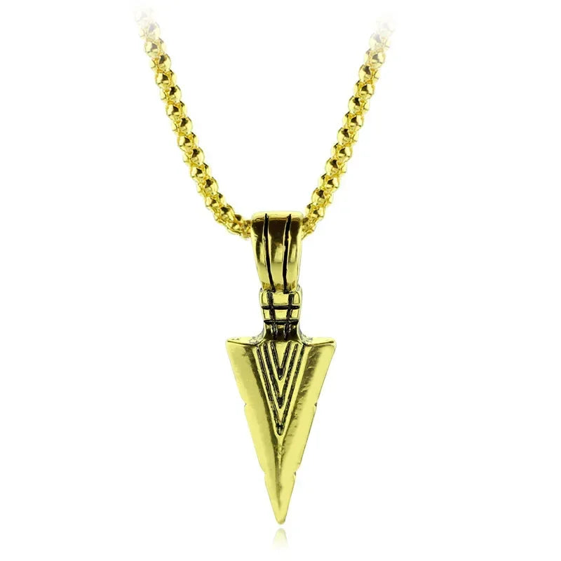 Punk Arrow Shape Necklace For Men Gold Color Alloy Arrow Pendant Party Jewelry Gift Retro Personality Long Chain Necklaces