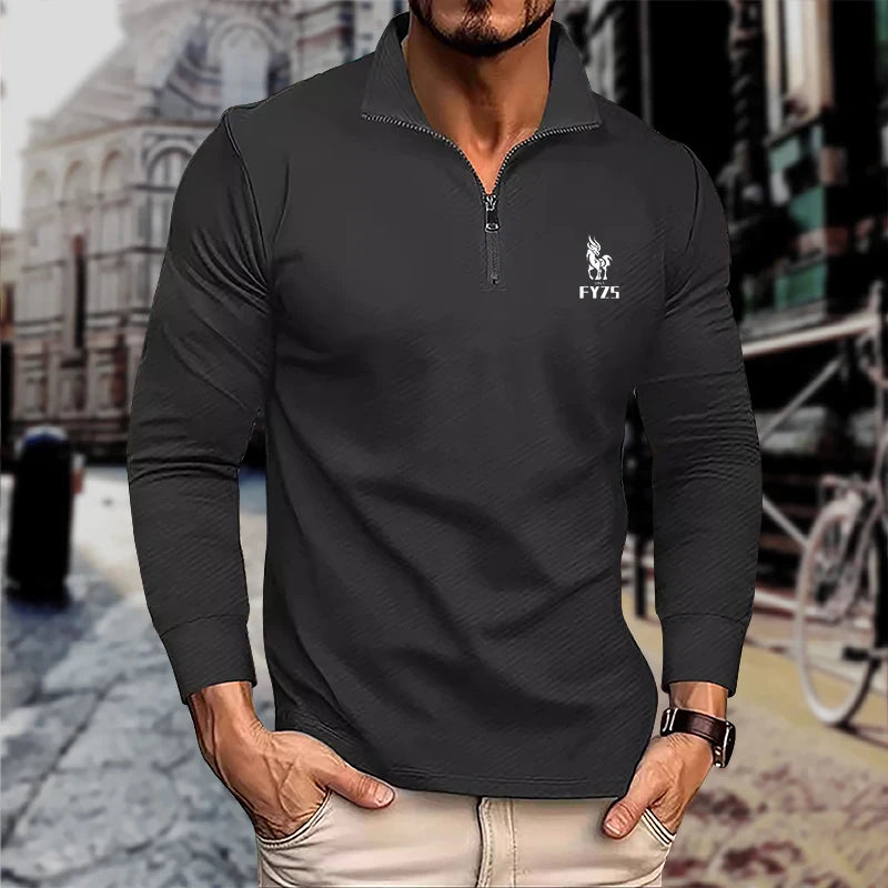 Spring and Autumn men's long sleeved shirt, comfortable business T-shirt, men's street casual fashion top