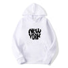 New York Print Hoodies Men Women Spring Autumn Loose Fleece Sweatshirts Harajuku Hooded Tops Sport Clothing