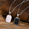 Stylish Mens Geometric Square Necklaces,Black Enamel Rectangle Pendant with Rope Box Chain Collar,Trendy Jewelry Gifts