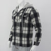 Cross border new fashionable European and American men's foreign trade leisure hooded plaid shirt jacket men's stock