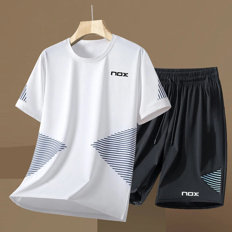 Boutique sportswear mens tennis sportswear fitness short sleeved short sleeved summer round neck casual T-shirt shorts mens suit